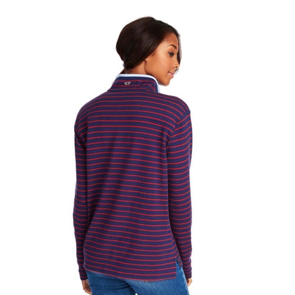 Vineyard Vines Women's Navy and Red Striped Long Sleeve Tee - Picture 3 of 13
